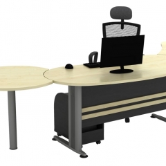 Executive Table+Side Connection+Metal Stand+Fixed Pedestal+CPU Holder-a