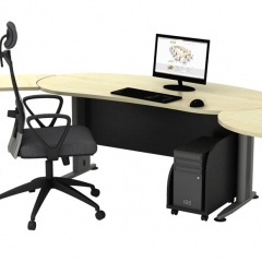 Executive Table+Side Connection+Metal Stand+Fixed Pedestal+CPU Holder-b