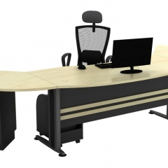 Executive Table+Side Connection+Metal Stand+Fixed Pedestal+CPU Holder-c