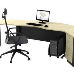 Executive Table+Side Connection+Metal Stand+Fixed Pedestal+CPU Holder-d