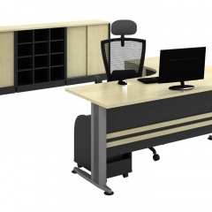 Superior Compact Table(L)+Fixed Pedestal+CPU Holder+Low Cabinet